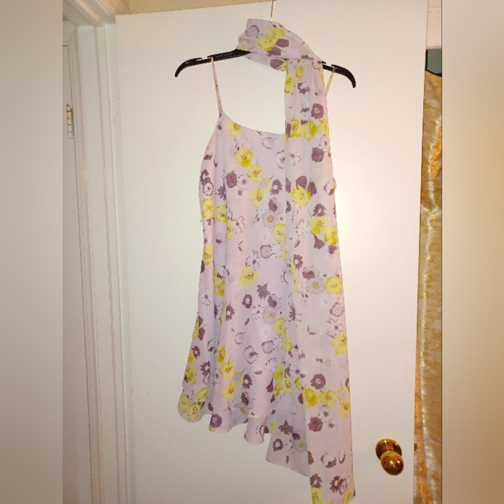 Fun Summer Slip Dress With Matching Scarf. Size 9